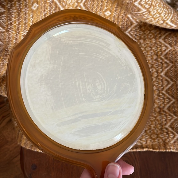 Vintage Resin Hand Mirror Floral Etching - Picture 5 of 13